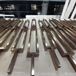 gia công lan can cầu thang inox mạ đồng